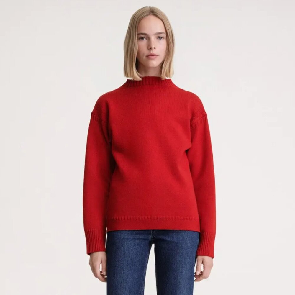 TOTEME Red Wool Guernsey Knit Sweater Size 36